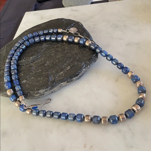 Native American Navajo Denim Lapis & Sterling Bead Necklace Vintage by Platero - Picture 16 of 16